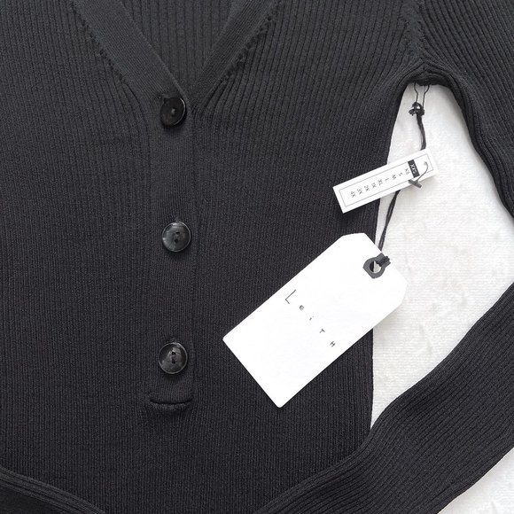 Leith Ribbed Knit Top V Neck Long Sleeve Henley NWT XS - Picture 7 of 10